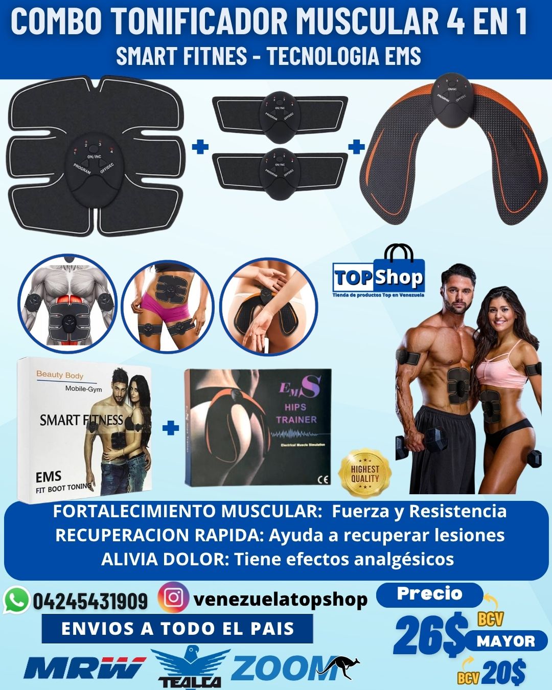 Masajeador Smart Fitness 3 en 1 - Tonificador por EMS