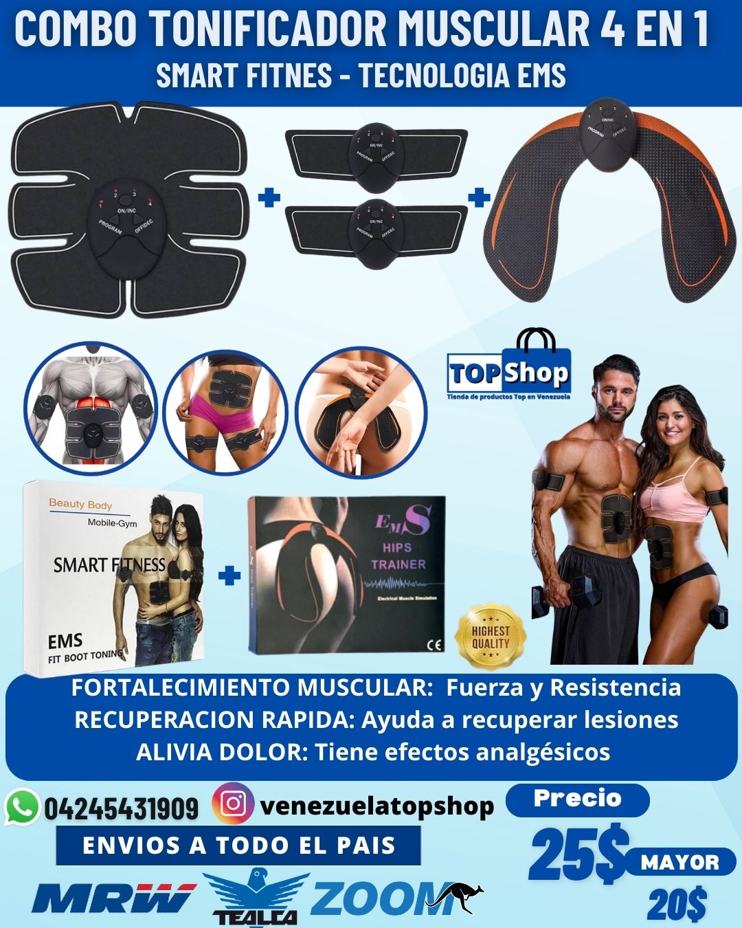 Combo Tonificador Gimnasia Pasiva 4 en 1