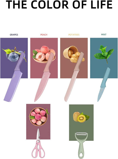 Juego de Cuchillos de Acero Inoxidable Colores Variados